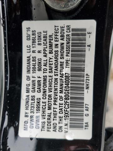 Photo 10 from auction – 2016 HONDA CIVIC EX with VIN 19XFC2F80GE040087