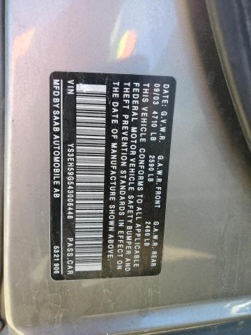 Photo 10 from auction – 2004 SAAB 9-5 AERO with VIN YS3EH59G543006448