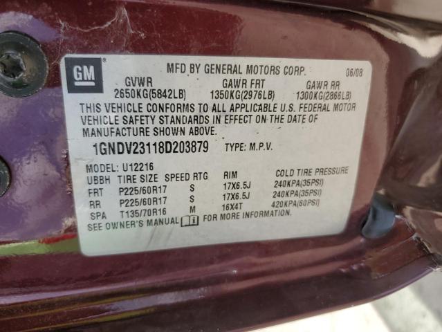 Photo 10 from auction – 2008 CHEVROLET UPLANDER L with VIN 1GNDV23118D203879