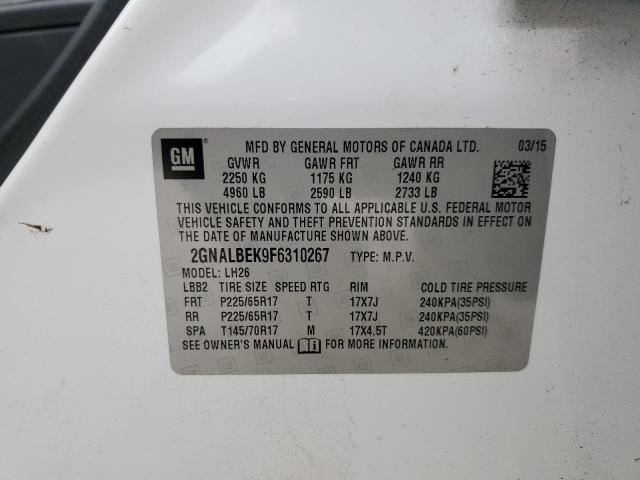 Photo 10 from auction – 2015 CHEVROLET EQUINOX LT with VIN 2GNALBEK9F6310267