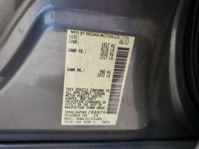 Photo 10 from auction – 2017 NISSAN ALTIMA 2.5 with VIN 1N4AL3APXHC288876