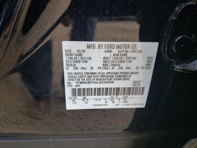 Photo 10 from auction – 2020 FORD EXPLORER L with VIN 1FMSK8FH3LGC04359