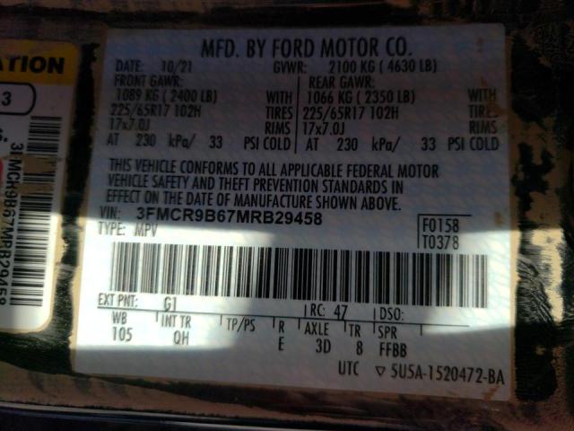 Photo 10 from auction – 2021 FORD BRONCO SPO with VIN 3FMCR9B67MRB29458