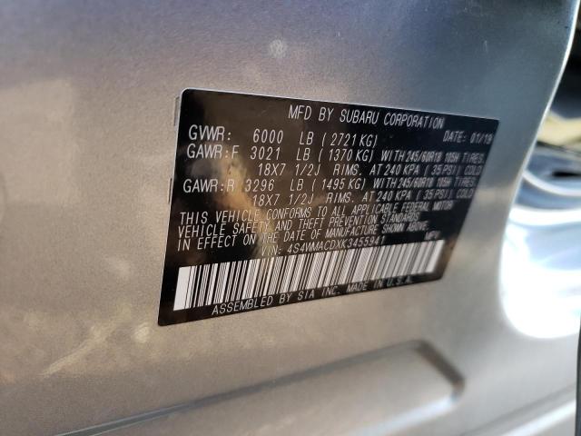 Photo 10 from auction – 2019 SUBARU ASCENT PRE with VIN 4S4WMACDXK3455941