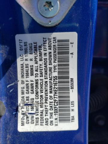 Photo 10 from auction – 2017 HONDA CIVIC EX with VIN 19XFC2F77HE216755