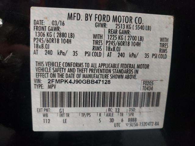 Photo 10 from auction – 2016 FORD EDGE SEL with VIN 2FMPK4J90GBB47128