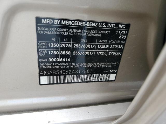 Photo 10 from auction – 2002 MERCEDES-BENZ ML 320 with VIN 4JGAB54E62A317887