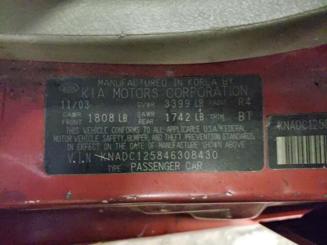 Photo 10 from auction – 2004 KIA RIO with VIN KNADC125846308430