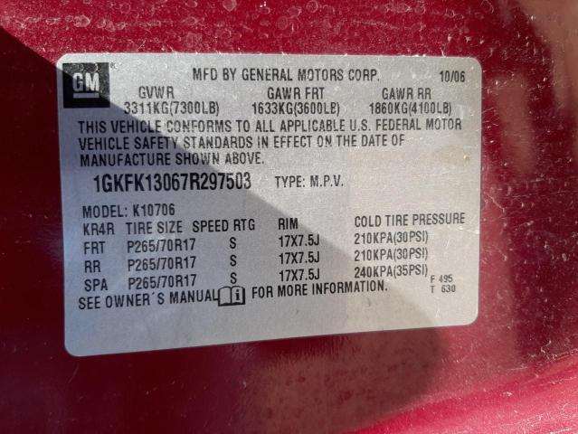 Photo 10 from auction – 2007 GMC YUKON with VIN 1GKFK13067R297503