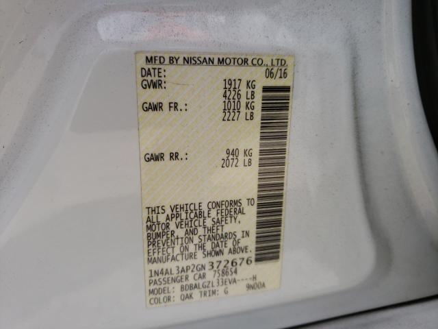 Photo 10 from auction – 2016 NISSAN ALTIMA 2.5 with VIN 1N4AL3AP2GN372676