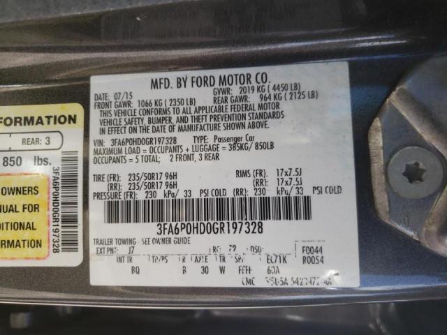 Photo 10 from auction – 2016 FORD FUSION SE with VIN 3FA6P0HD0GR197328