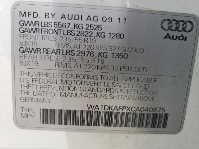 Photo 10 from auction – 2012 AUDI Q5 PREMIUM with VIN WA1DKAFPXCA040875