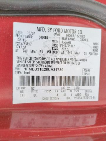 Zdjęcie 10 z aukcji – 2008 FORD EXPLORER S z VIN 1FMEU31E28UA31739