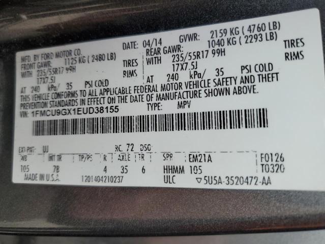 Photo 10 from auction – 2014 FORD ESCAPE SE with VIN 1FMCU9GX1EUD38155