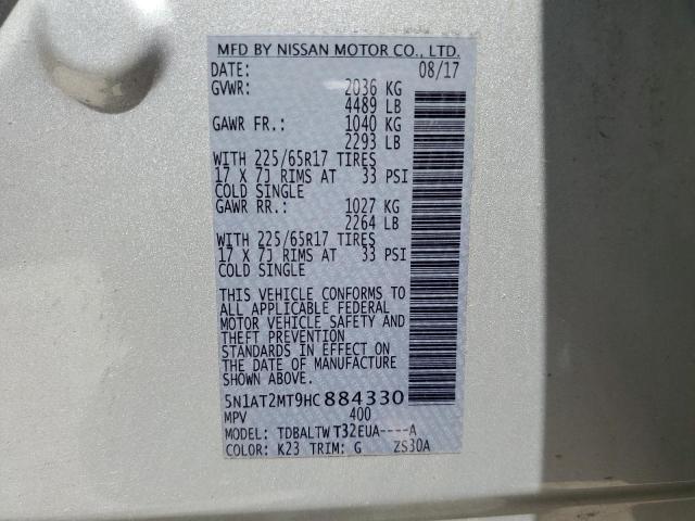 Photo 10 from auction – 2017 NISSAN ROGUE S with VIN 5N1AT2MT9HC884330