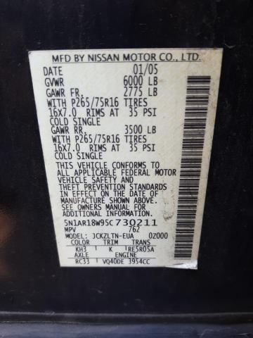 Photo 10 from auction – 2005 NISSAN PATHFINDER with VIN 5N1AR18W95C730211