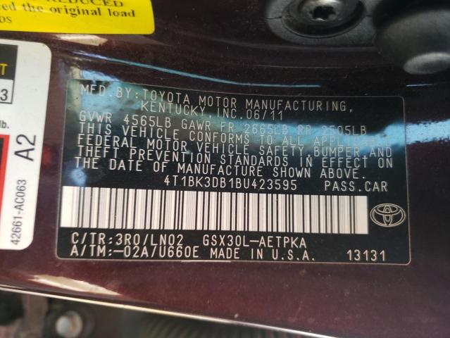 Photo 10 from auction – 2011 TOYOTA AVALON BAS with VIN 4T1BK3DB1BU423595