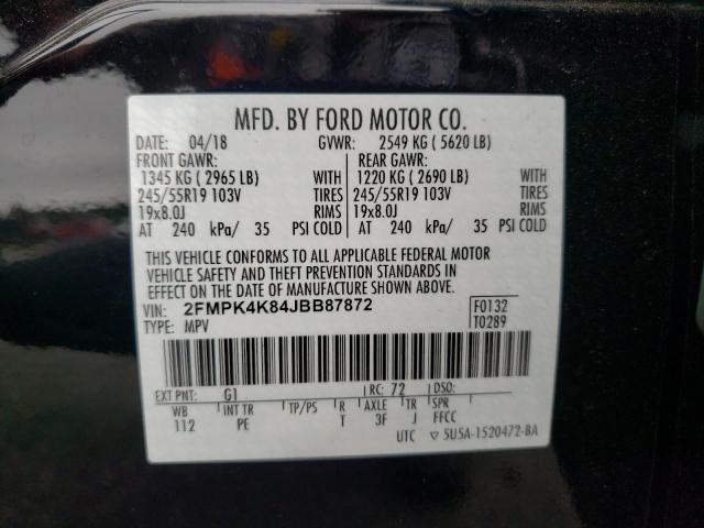 Photo 10 from auction – 2018 FORD EDGE TITAN with VIN 2FMPK4K84JBB87872
