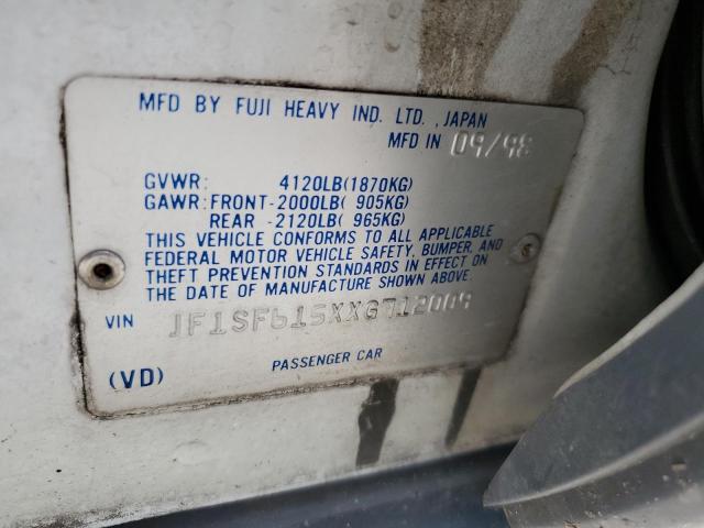 Photo 10 from auction – 1999 SUBARU FORESTER with VIN JF1SF615XXG712009