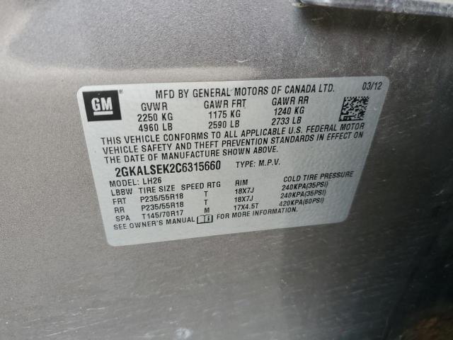 Photo 10 from auction – 2012 GMC TERRAIN SL with VIN 2GKALSEK2C6315660