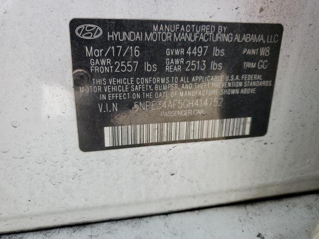 Photo 10 from auction – 2016 HYUNDAI SONATA SPO with VIN 5NPE34AF5GH414752