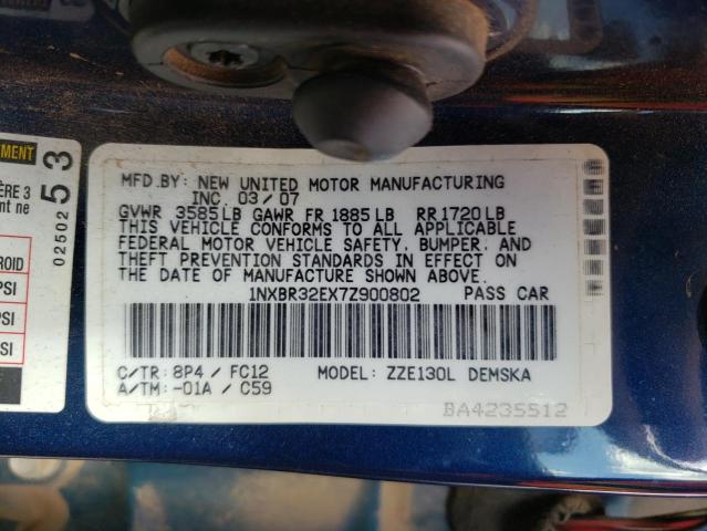 Photo 10 from auction – 2007 TOYOTA COROLLA CE with VIN 1NXBR32EX7Z900802