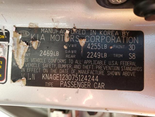 Photo 10 from auction – 2007 KIA OPTIMA LX with VIN KNAGE123075124244
