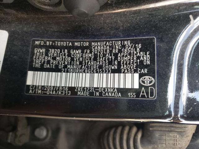 Photo 10 from auction – 2016 TOYOTA COROLLA L with VIN 2T1BURHE8GC615333
