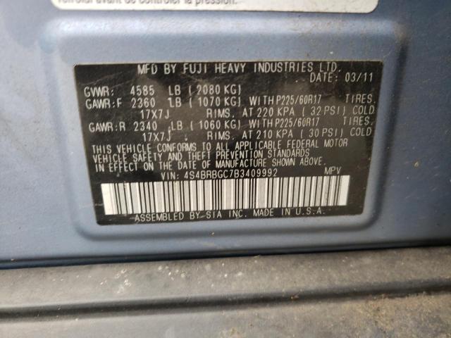 Снимка 10 от търг – 2011 SUBARU OUTBACK 2. с VIN 4S4BRBGC7B3409992