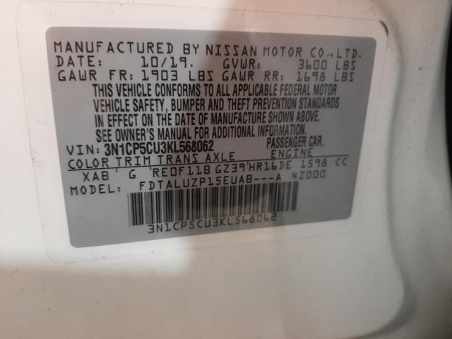 Photo 10 from auction – 2019 NISSAN KICKS S with VIN 3N1CP5CU3KL568062