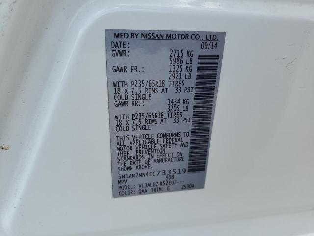 Photo 10 from auction – 2014 NISSAN PATHFINDER with VIN 5N1AR2MN4EC733519