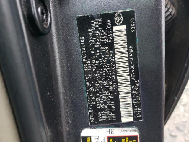 Photo 10 from auction – 2008 TOYOTA CAMRY CE with VIN 4T1BE46K58U223550