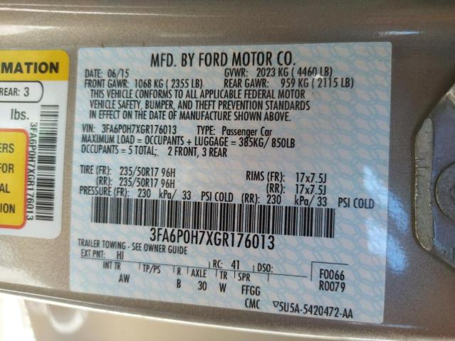 Photo 10 from auction – 2016 FORD FUSION SE with VIN 3FA6P0H7XGR176013
