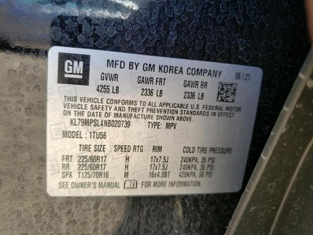 Photo 10 from auction – 2022 CHEVROLET TRAILBLAZE with VIN KL79MPSL4NB020739