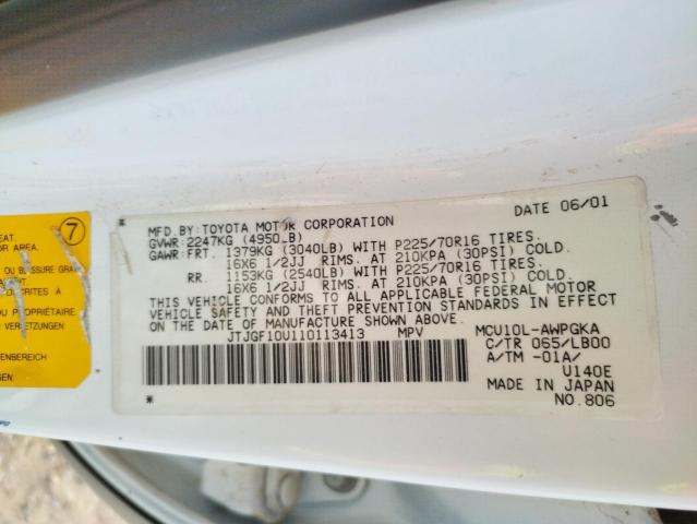 Photo 10 from auction – 2001 LEXUS RX 300 with VIN JTJGF10U110113413