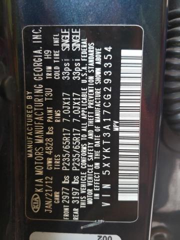 Photo 10 from auction – 2012 KIA SORENTO BA with VIN 5XYKT3A17CG293354