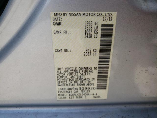 Photo 10 from auction – 2019 NISSAN ALTIMA SV with VIN 1N4BL4DV9KN309930