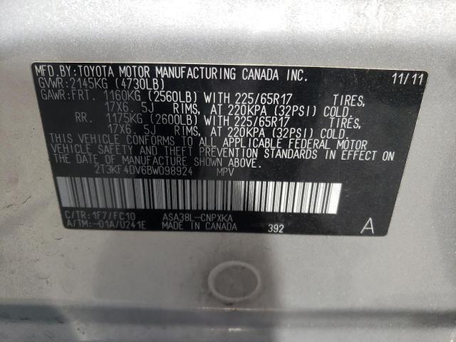 Photo 10 from auction – 2011 TOYOTA RAV4 with VIN 2T3KF4DV6BW098924
