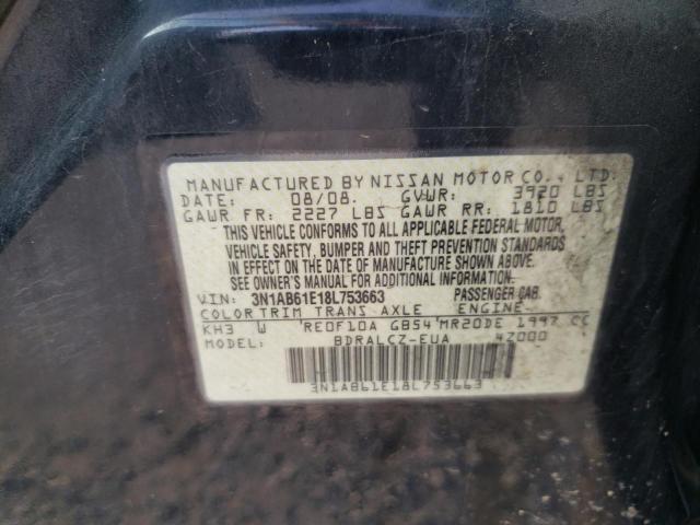 Photo 10 from auction – 2008 NISSAN SENTRA 2.0 with VIN 3N1AB61E18L753663