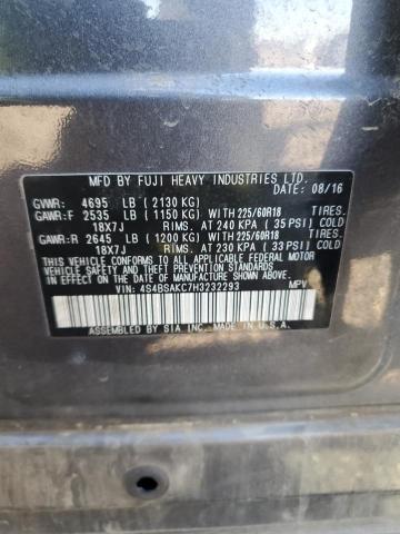Photo 10 from auction – 2017 SUBARU OUTBACK 2. with VIN 4S4BSAKC7H3232293