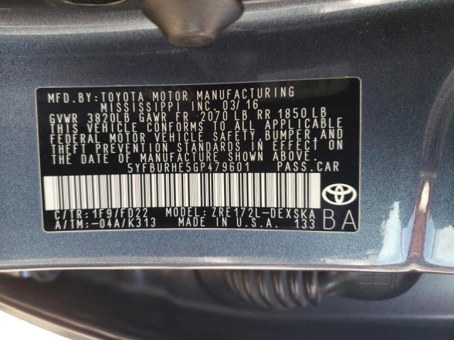 Photo 10 from auction – 2016 TOYOTA COROLLA L with VIN 5YFBURHE5GP479601