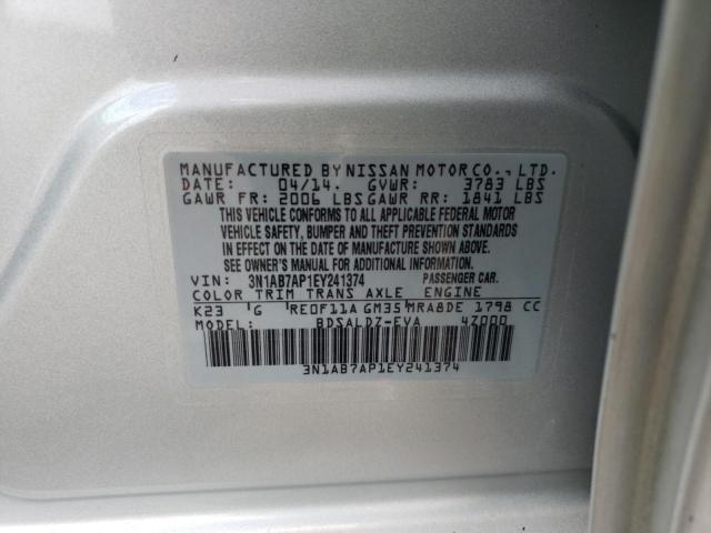 Photo 10 from auction – 2014 NISSAN SENTRA S with VIN 3N1AB7AP1EY241374