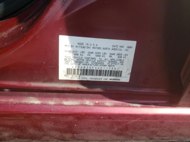 Photo 10 from auction – 2004 MITSUBISHI GALANT DE with VIN 4A3AB36F44E117551