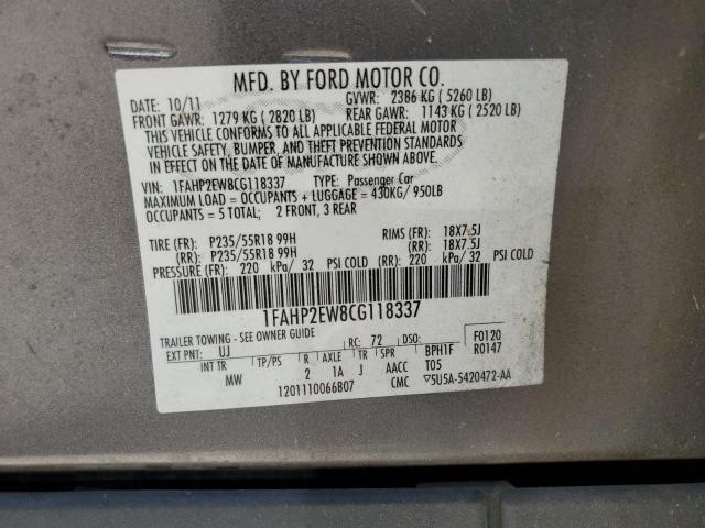 Photo 10 from auction – 2012 FORD TAURUS SEL with VIN 1FAHP2EW8CG118337
