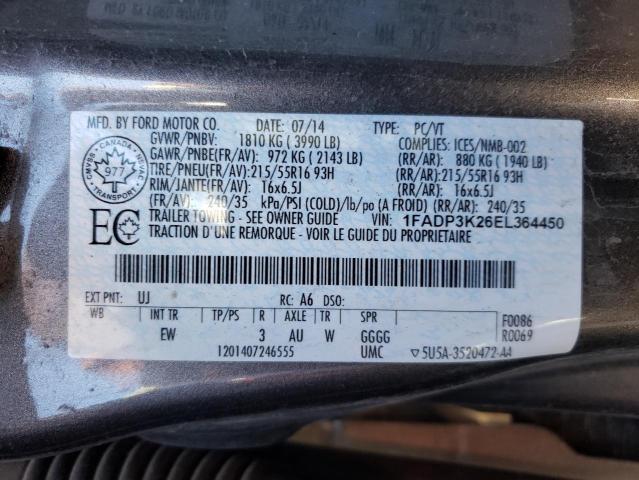 Photo 10 from auction – 2014 FORD FOCUS SE with VIN 1FADP3K26EL364450