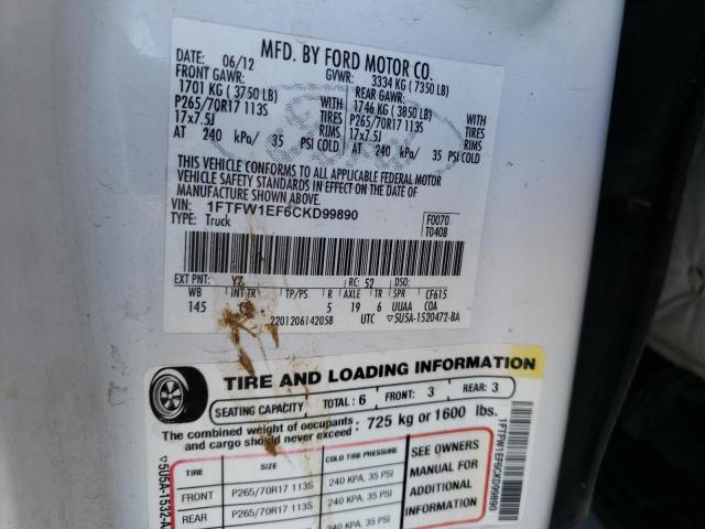 Photo 10 from auction – 2012 FORD F150 SUPER with VIN 1FTFW1EF6CKD99890