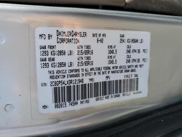 Photo 10 from auction – 2003 CHRYSLER TOWN & COU with VIN 2C8GP54LX3R121946