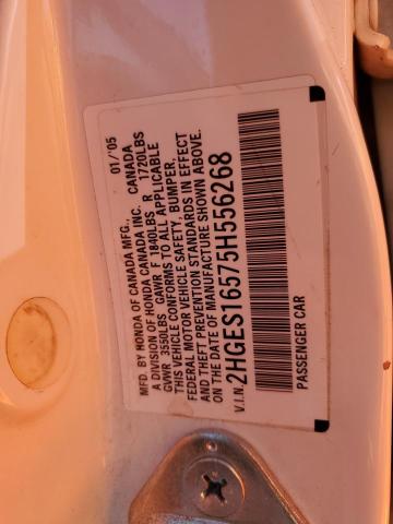 Photo 10 from auction – 2005 HONDA CIVIC with VIN 2HGES16575H556268