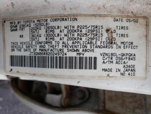 Photo 10 from auction – 2002 TOYOTA 4RUNNER SR with VIN JT3GN86R820249724