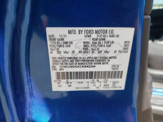 Photo 10 from auction – 2012 FORD ESCAPE XLT with VIN 1FMCU9DGXCKB42244